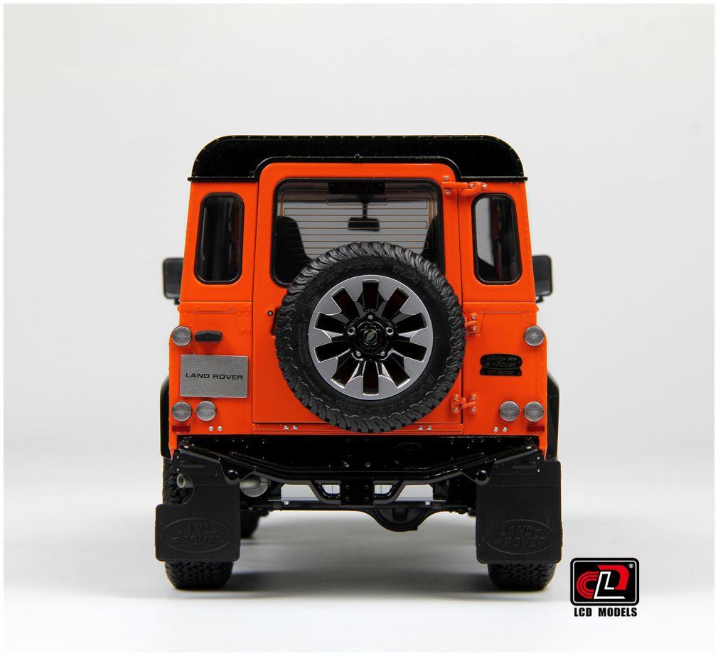 LCD Model 1:18 Scale Land Rover Defender 90 2018 Works V8 70th Edition Orange