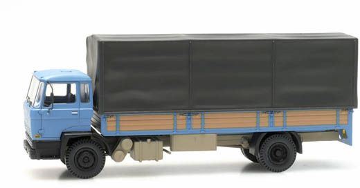 Artitec H0 Scale DAF Tiltcab A Open Bed Truck With Canvas Blue 1:87 Ready-Made, Painted