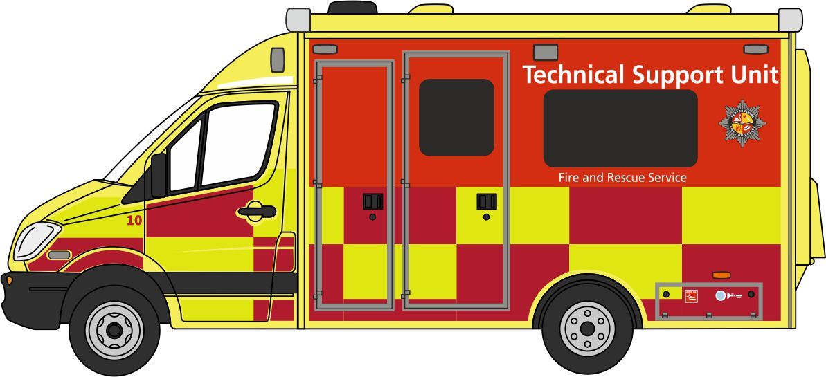 Oxford Diecast 1:76 Scale Mercedes Technical Support Unit Bedfordshire Fire & Rescue Service