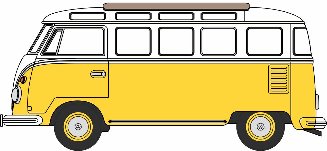 Oxford 1:76 Scale VW T1 Samba Bus Yellow/White