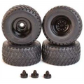 AT Collections 1:32 Scale BKT Ridemax FL-693M 710/50R30.5 Set of 4 Tyres w/Black Rim and Hub