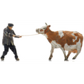 Artitec 1:160 Scale Farmer w/Obstinate Cow (1x) Ready-Made Figures