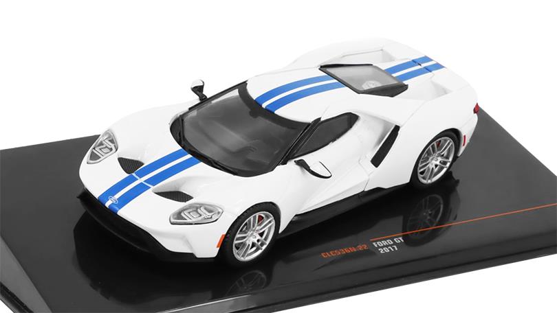 IXO 1:43 Scale Ford GT 2017 - White w.Blue Stripes