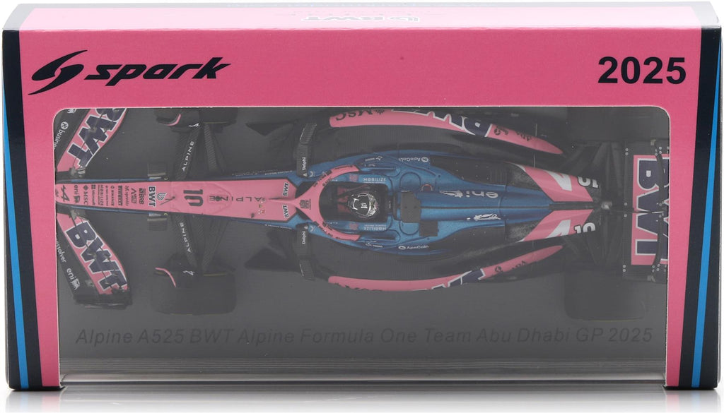 Spark 1:43rd Scale Alpine A525 #10 BWT F1 Team Abu Dhabi GP 2025 Pierre Gasly