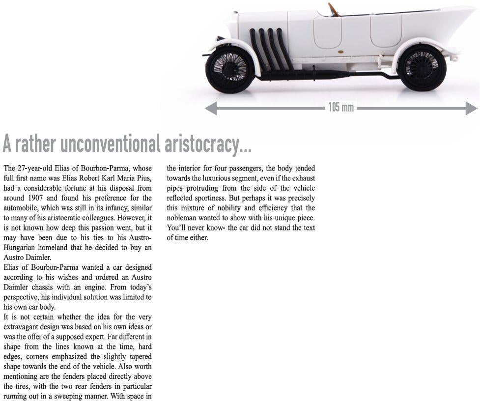 Autocult 1:43 Scale Austro Daimler 22/86PS Spezial 'Prince Elias of Parma' White