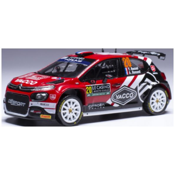 IXO 1:43 Scale Citroen C3 Rally 2 #20 WRC Rallye Monte Carlo 2024 Y.Rossel/A.Dunand