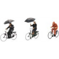 Artitec 1:87 Scale Cyclists in the Rain (3x) Ready Made Painted