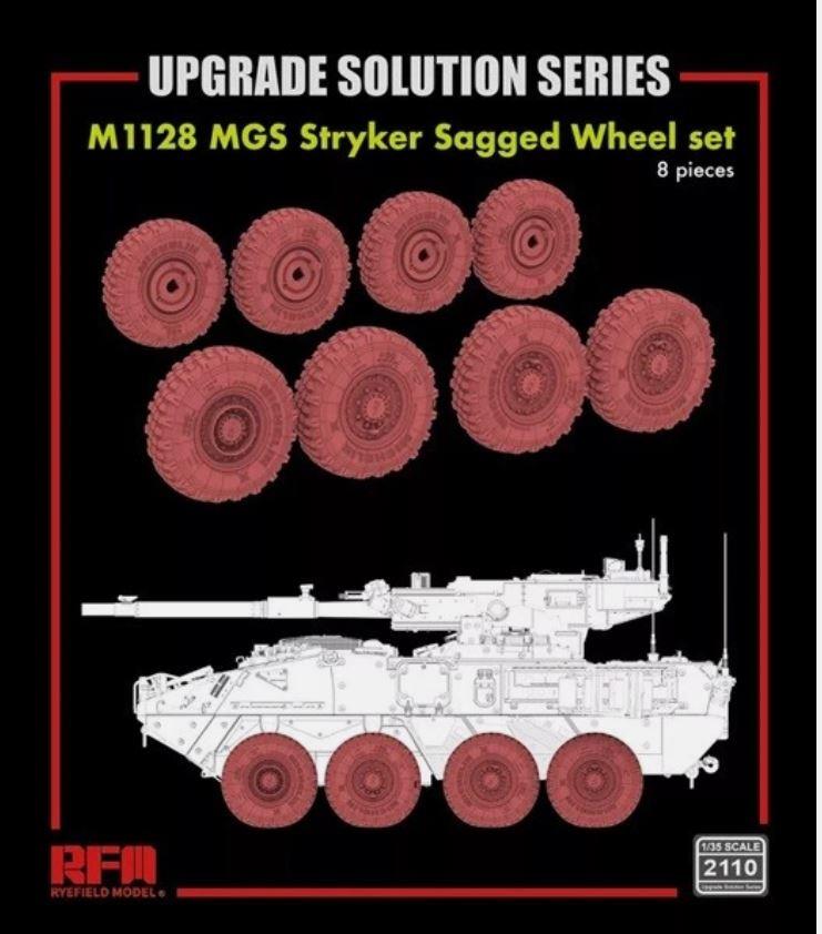 RyeField Model 1:35 Scale M1128 MGS Stryker Sagged Wheel Set, 8 Pieces