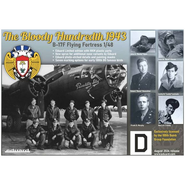 Eduard Kits 1:48 Scale B-17F Bomber The Bloody Hundredth 1943 Includes Print