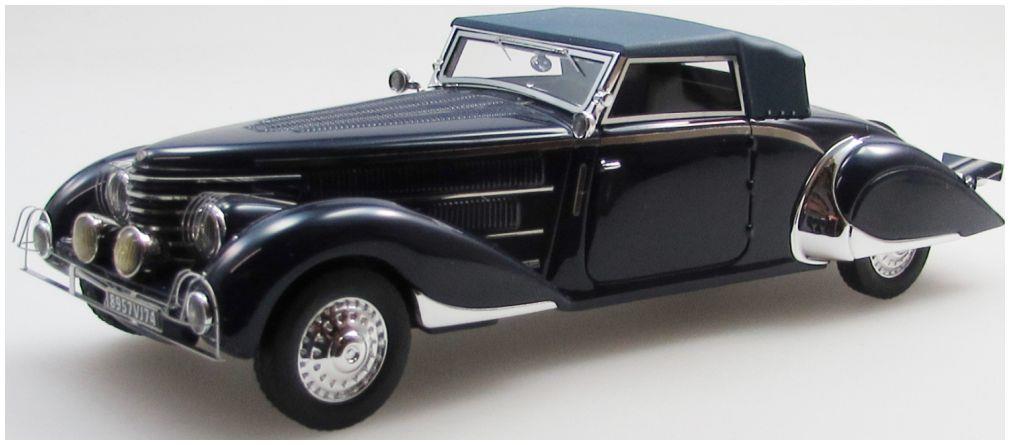 Esval 1:43 Scale Delage D8-85 Clabot Cabriolet Dark Blue by H Chapron w/2 Extra Lights Top Up 1935