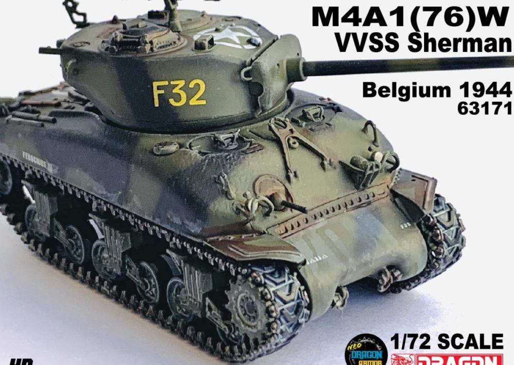 Dragon 1:72 Scale M4A1 (76)W VVSS Sherman Belgium 1944