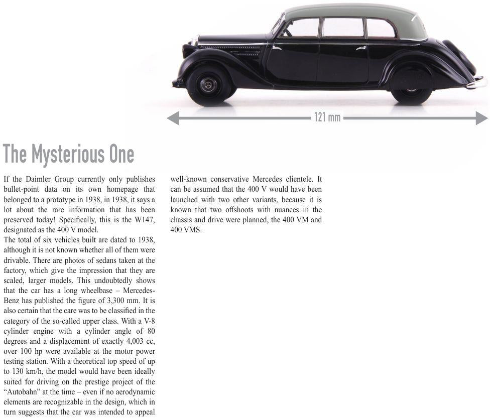 Autocult 1:43rd Scale Mercedes Benz W147-400 Prototype Black