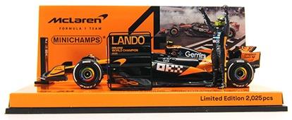Minichamps 1:43rd Scale McLaren F1 Team MCL39 L. Norris Champion Abu Dhabi GP 2025 w/Figure/Pitboard