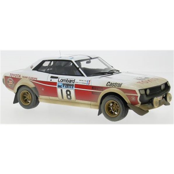 IXO 1:18 Scale Toyota Celica 2000 GT (RA21) #18 RAC Rally J-L.Therier/M.Vial 1977 - Dirty version