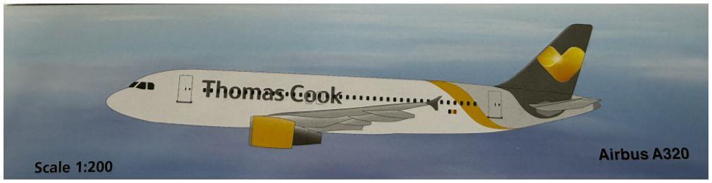 PPC Holland  1:200th Scale Airbus A320 Thomas Cook Belgium Livery
(Flag on Fuselage)