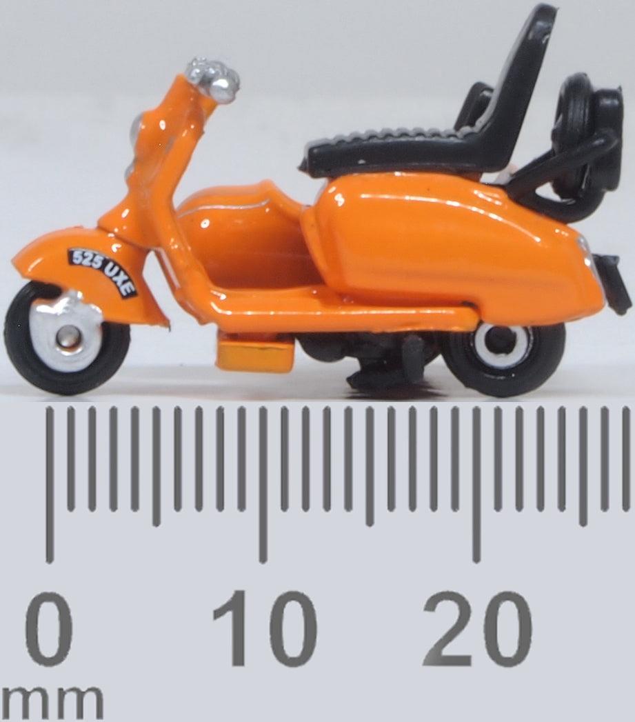 Oxford Diecast 1:76 Scale Scooter + Sidecar Orange