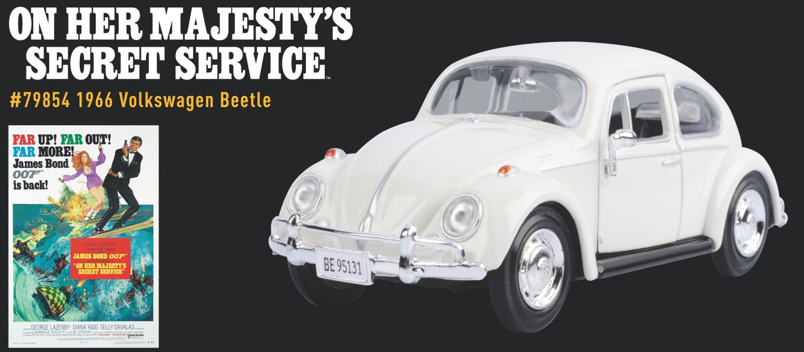Motormax 1:24 Scale Volkswagen Beetle 1966 On Her Majesty's Secret Service 'Bond 60th Anniversary'