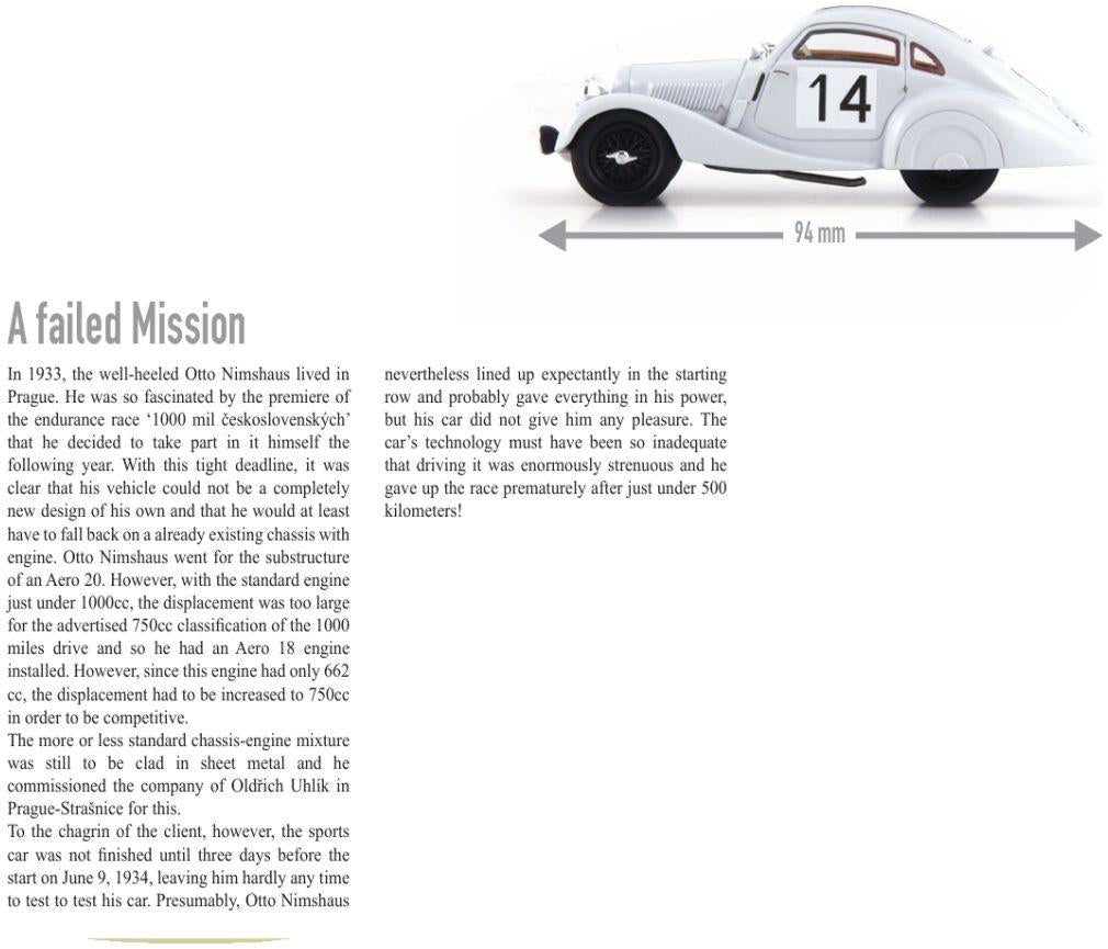 Autocult 1:43 Scale Aero 750 Sport Coupe 1000 Mile #14 Grey 1934