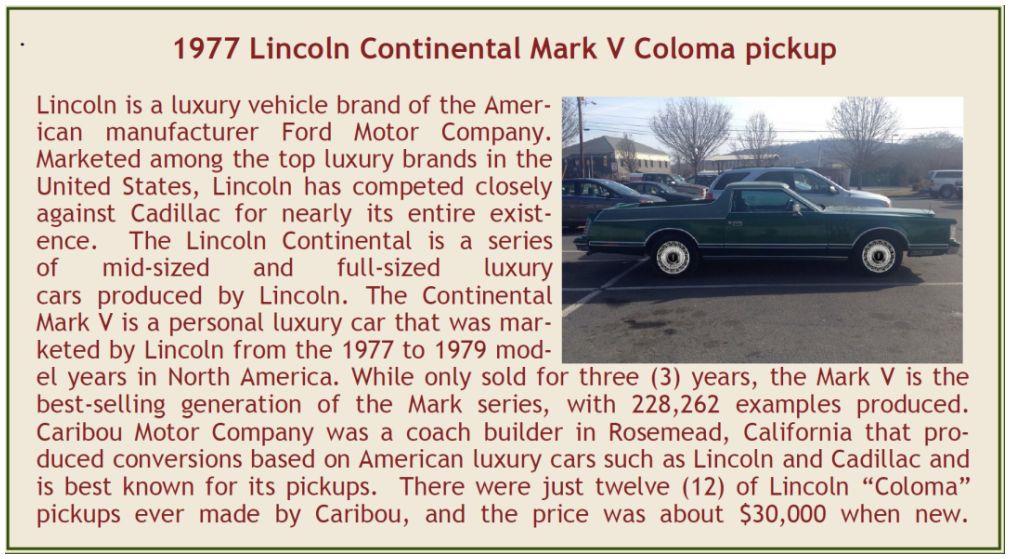 Esval 1:43 Scale Lincoln Continental Mark V Coloma Pickup by Caribou Motor Co.Two-Tone Green 1977