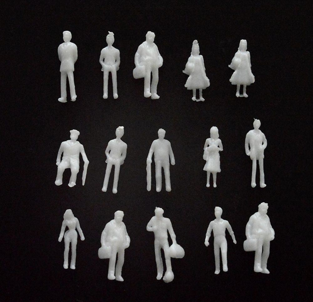 GM Model Supplies 1:100 Scale Architecture Plain White Figures - 50pcs