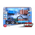 Burago 10CM Scale New Holland T7.315 Motorized w/Tipping Trailer/Livestock Trailer/Tree Forwarder
