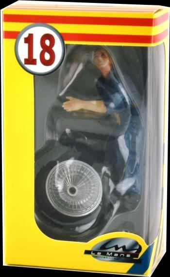 LE Mans Miniatures 1:18 Scale Georges Figure Porteur de Roue Team Bugatti T59 Blue Overall