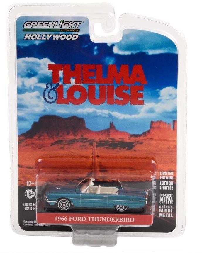 Greenlight 44940-E 1/64 Scale THELMA AND LOUISE 1966 FORD THUNDERBIRD CONVERTIBLE