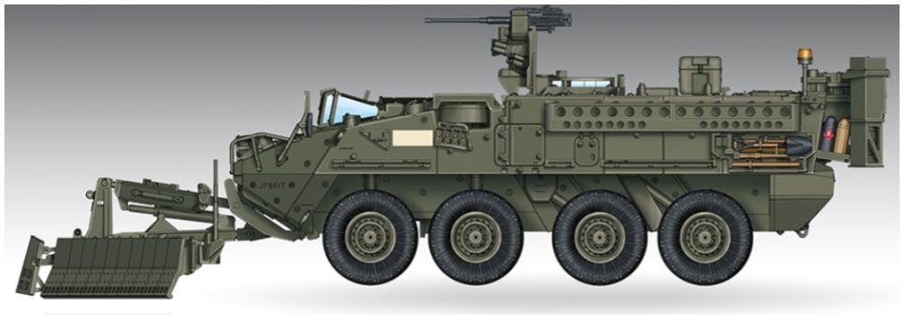 Trumpeter 1:72nd Scale M1132 Stryker Engineer Squad Vehicle w/SMP and AMP Mine Plough US Army