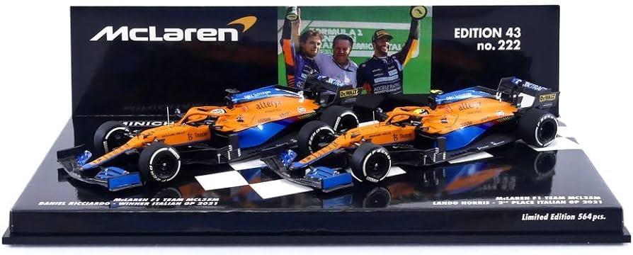 Minichamps 1:43 Scale McLaren F1 Team MCL35M 2 Car Set 1-2 Finish Ricciardo/Norris Italian GP 2021