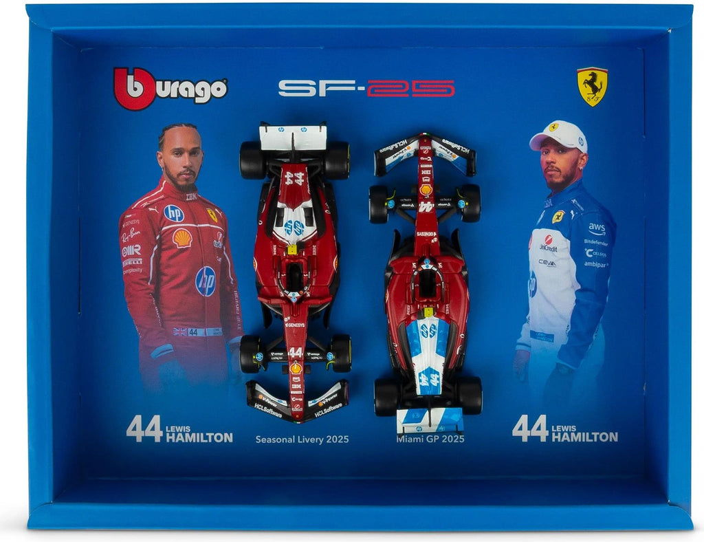 Burago  1:43rd Scale Ferrari SF-25 2025 Hamilton Driver Two Pack