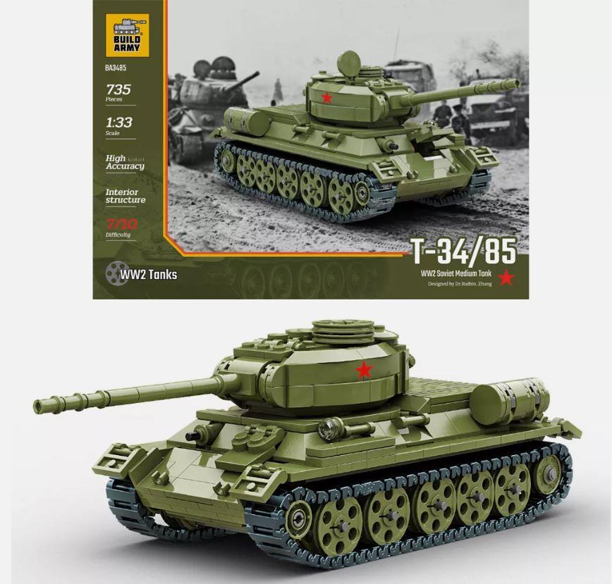 Build Army B3485 1/33 Scale  Soviet T-34/85  Tank Brick Model 735pcs