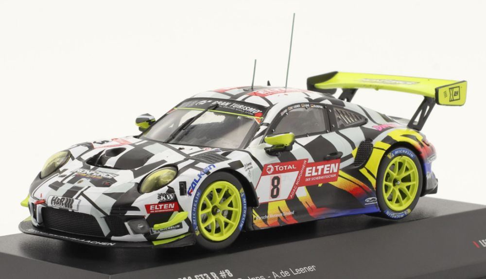 IXO 1:43 Scale Porsche 911 GT3 R #8 24h Nurburgring 2019 Iron Force (Yellow Wheels)