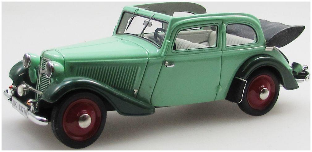 Esval 1:43rd Scale Adler Trumpf Junior Cabrio-Limo Green Two-Tone Green 2-Door Top Down 1934-36