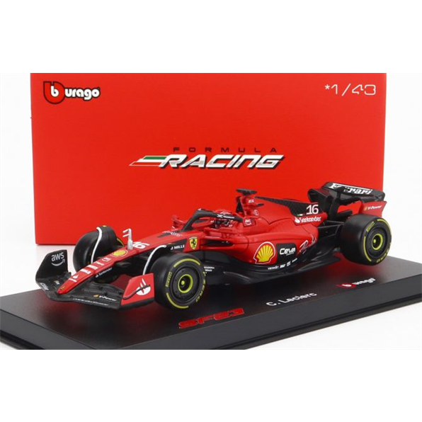 Burago 1:43 Scale Ferrari F1 #16 Charles Leclerc 2023 Season Car w/Helmet & Case