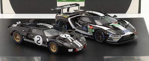 IXO 1:43 Scale Ford GT40 #2 1966 & Ford GT #66 2019 2 Car Set 24h Le Mans