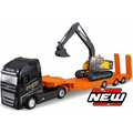 Burago 1:43 Scale Volvo FH16 w/Lowloader & Excavator