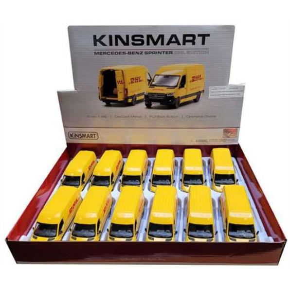 Kinsmart 1:36 Scale Mercedes Benz Sprinter 'DHL' Tray (12pcs)