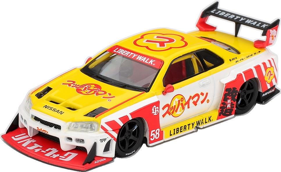 Truescale  1:64th Scale Nissan LB-ER34 Super Silhouette Skyline Suppaiman Okinawa (RHD) Blister Packaging