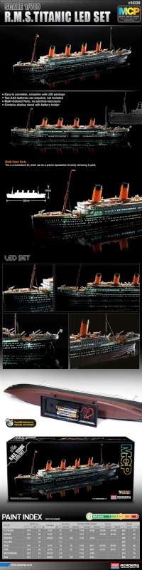 Academy Plastic Kits 1:700 Scale R.M.S. Titanic + LED Set