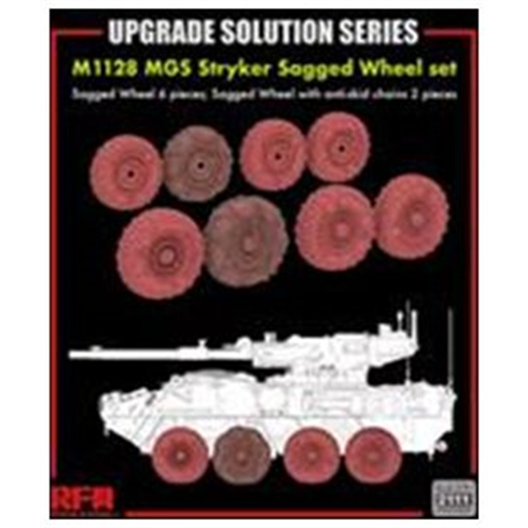 RYEFIELD 1/35 Scale M1128 MGS STRYKER SAGGED WHEEL SET 6 PIECES WITH CHAINS