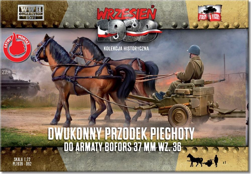 First to fight kits 1:72 Scale Two-horse carriage for Bofors 37 mm wz.36