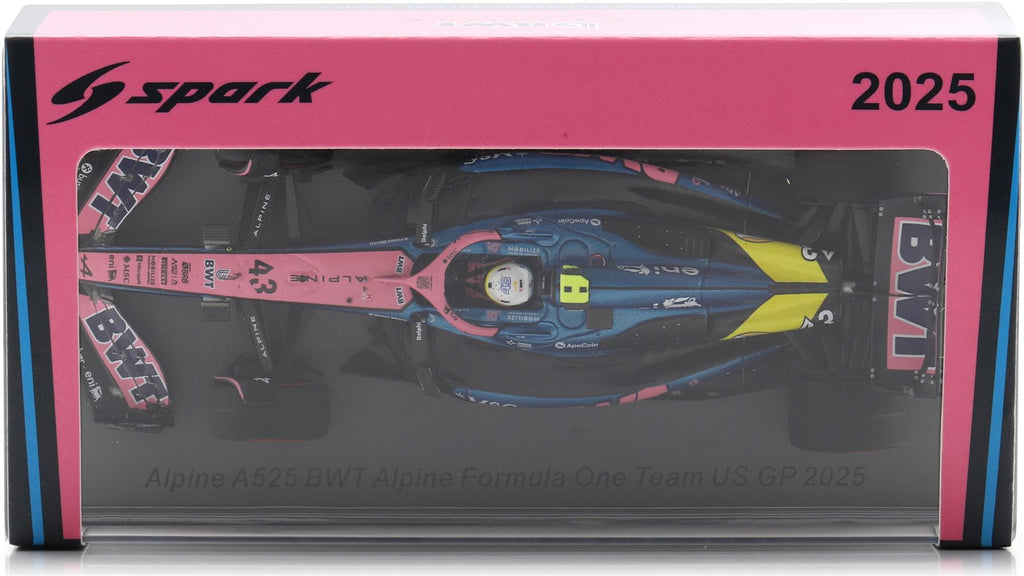 Spark 1:43rd Scale Alpine A525 #43 BWT Alpine F1 US GP 2025 Franco Colapinto