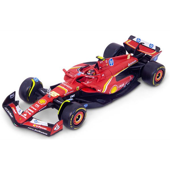 Burago 1:43 Scale Ferrari SF-24 F1 2024 Sainz w/Helmet Showcase