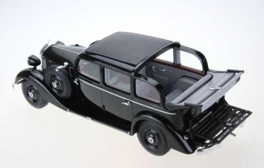 Triple 9 1:18 Scale Mercedes 260D Pullman Landaulet 1936 Open Rear Roof Black + Brown Interior