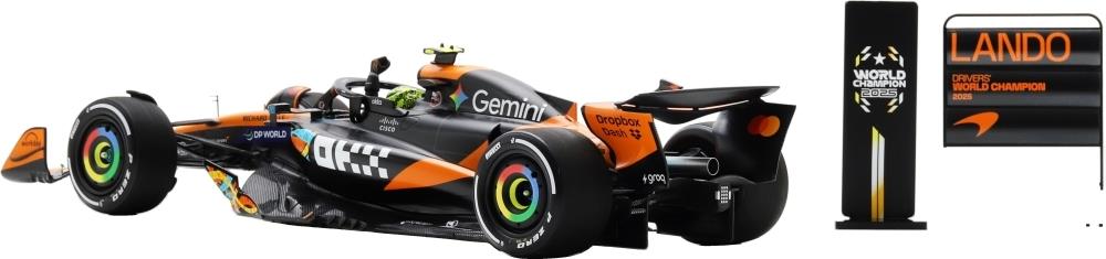 Spark 1:18th Scale McLaren MCL39 #4 3rd Abu Dhabi GP 2025 L. Norris F1 Drivers Champion 2025 w/Board