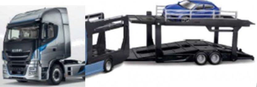 Burago 1:43 Scale Iveco S-WAY 570 Multicar Carrier + 1 Car