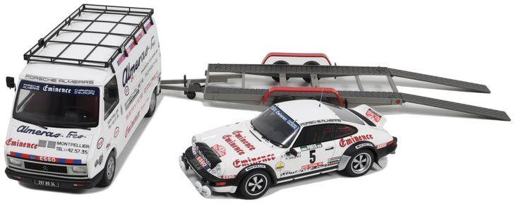 OTTO 1:18 Scale Citroen C35 Almeras + Trailer w/Porsche 911 SC #5 Rallye of Portugal 1981