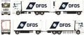 WSi 1:50 Scale Mercedes Actros MP5 Giga Space Riged Reefer 6x2 Reefer Drawbar Turntable DFDS