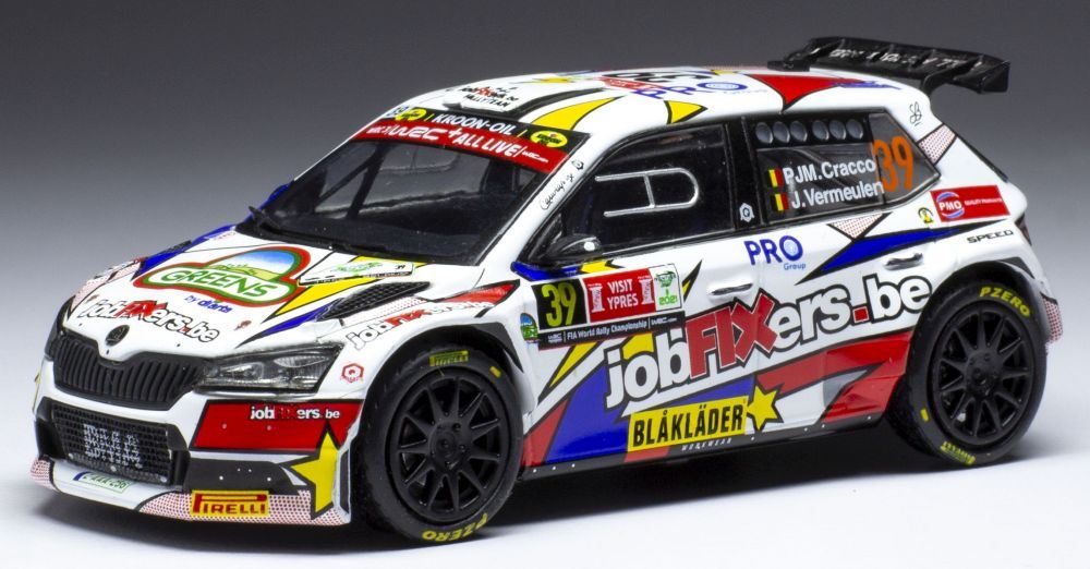 IXO 1:43 Scale Skoda Fabia Rally 2 EVO #39 Rally Ypres 2021 P.J.M.Cracco/L.Vermeulen