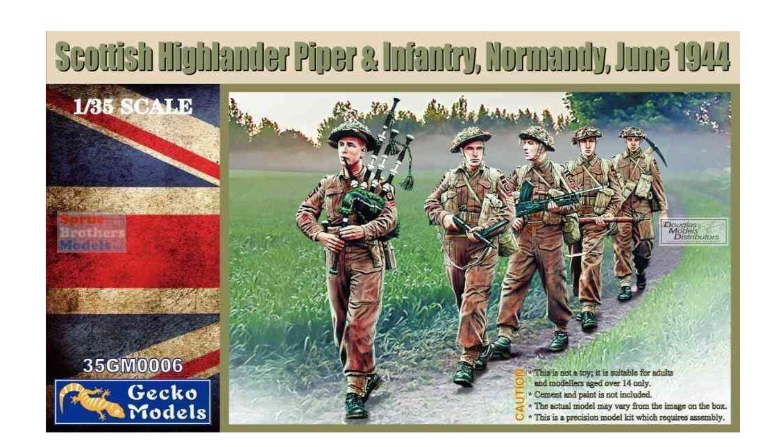 Gecko Models 35GM0006 1/35 Scale Scottish Highlander Piper & Infantry Normandy 1944
